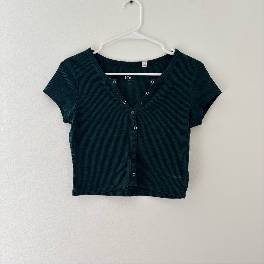 Pacsun Green Button Snap Tee
